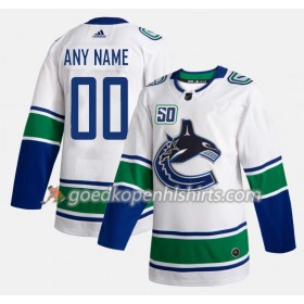 Vancouver Canucks Custom 50th Anniversary Adidas 2019-2020 Wit Authentic Shirt - Mannen